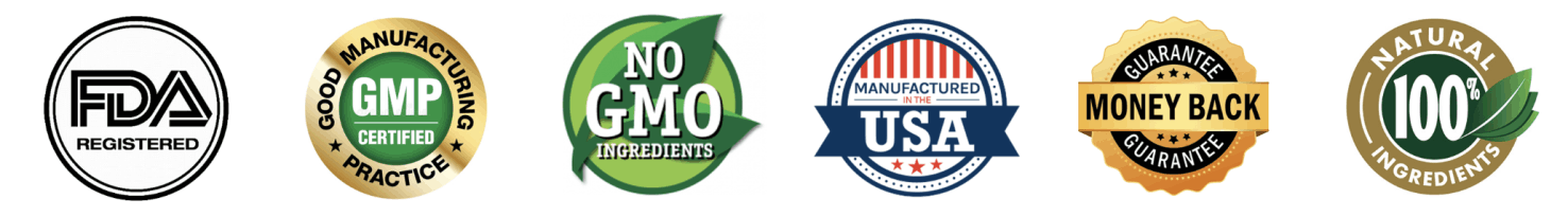 LipoJaro Drops FDA registered GMP certified non-GMO trust badges